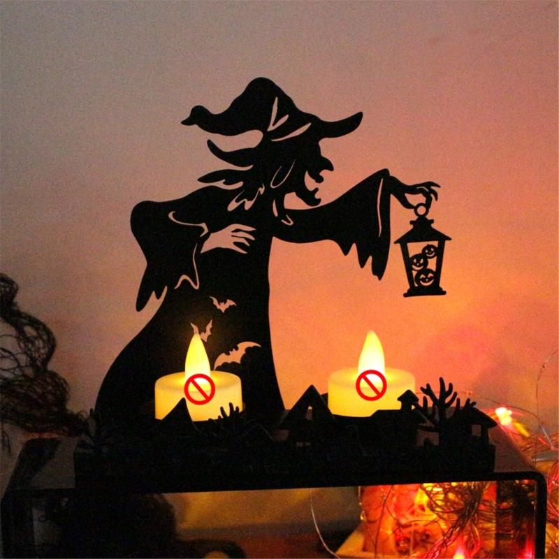 Witches Shape Iron Candle Holder,Witches Lamp Candle Stand for Halloween Party and Haunteds House Display