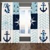 2PCS Digital Printed Curtains, Ocean Wave Ship Anchor Nautical Sailor, Modern Home Decor Style for Living Room Bedroom Decor