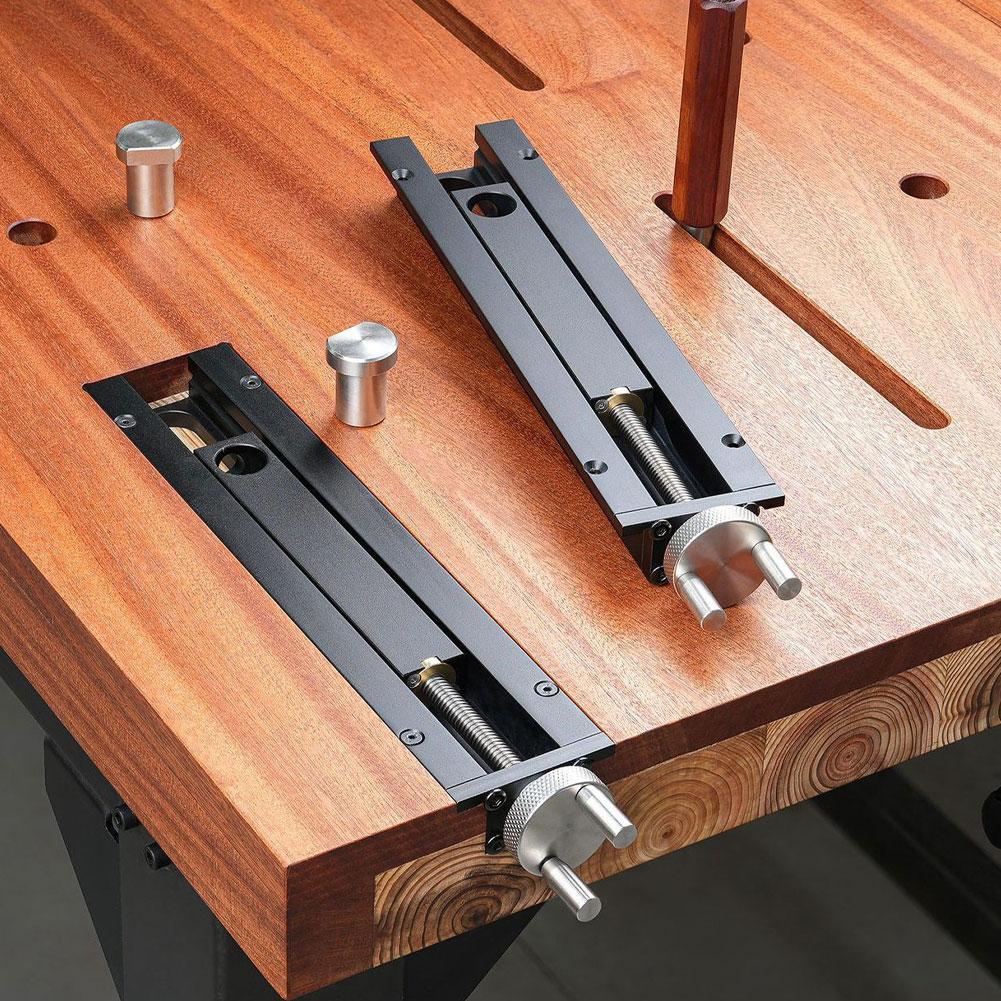 Precision Aluminium Alloy Woodworking Table Tail Clamps Quick Fixing vice with 20mm Hole Woodworking Benches Fixture Vise Clamp