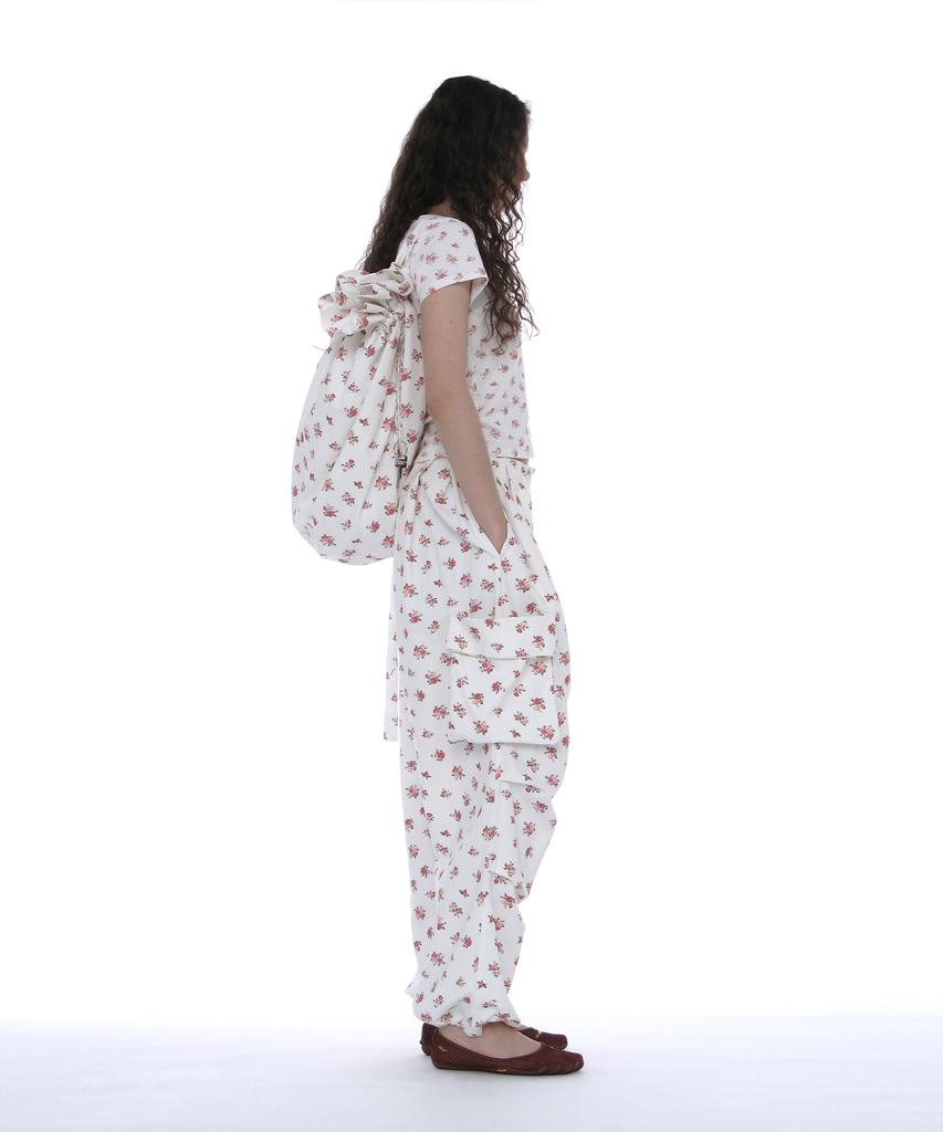 Partimento Women Washed Keyring Sling Bag_White Floral