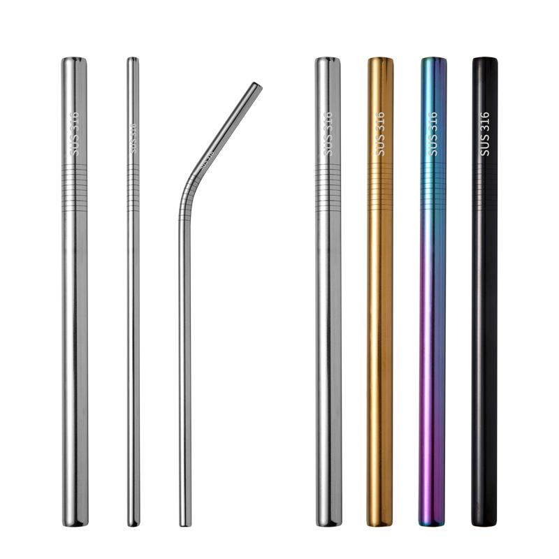 Hongjunda 316 Stainless Steel Reusable Bent Straw Set