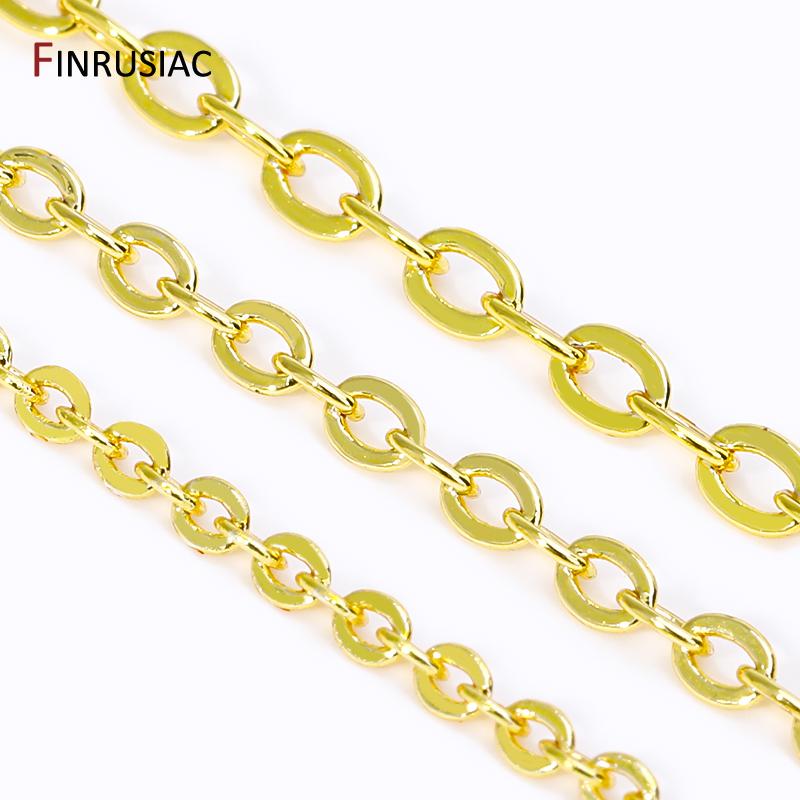 14K Goldplattiertes Messing O-Form Kreuz Grobkettenglied für Halskettenherstellung Zubehör, 1,2/1,6/2,0MM Dünne Kabelkette DIY Zubehör