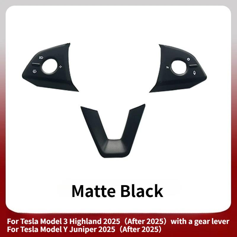 For Tesla Model Y Juniper 2025 ABS Carbon Fiber Steering Wheel Panel Button Trim Sticker Gear Lever Trim Interior Accessories