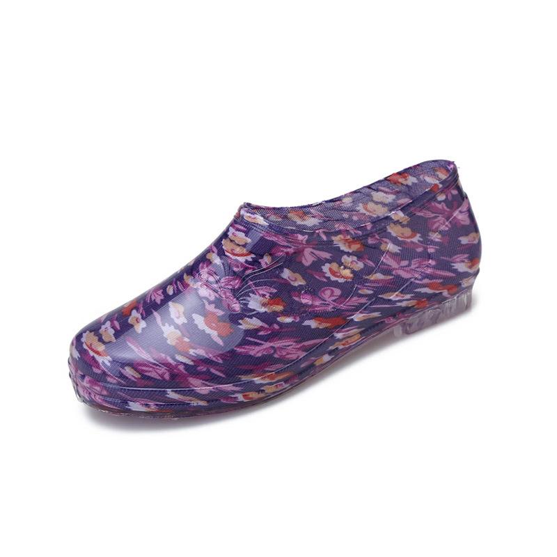 Fashion cotton rain shoes female adult low-top non-slip velvet warm kitchen water shoes women's work rubber shoes overshoes winter