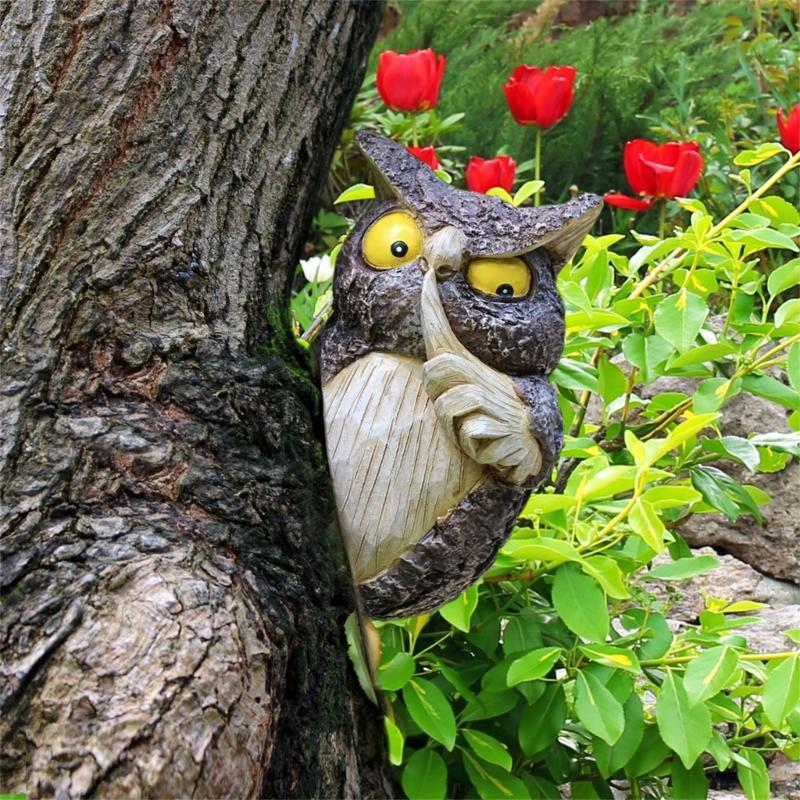 Resin Owl Tree Hanging For Garden Balconies And Courtyards Decoration Unique Resin Shoo Owl Ornament