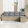 Ensemble de canapé de jardin 5 pièces avec coussins en poly rotin beige, Canapé de jardin 2 places avec coussins en poly 3345660