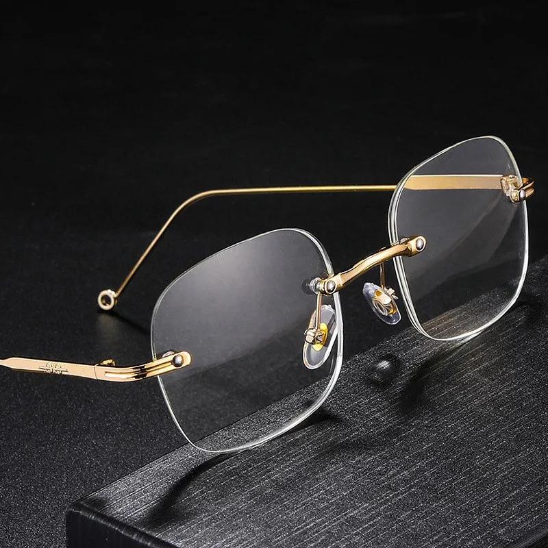 High Quality Myopia Glasses Unisex Square Frameless Frame Anti-blue Light Eyeglasses Nearsighted Prescription Eyewear Diopter