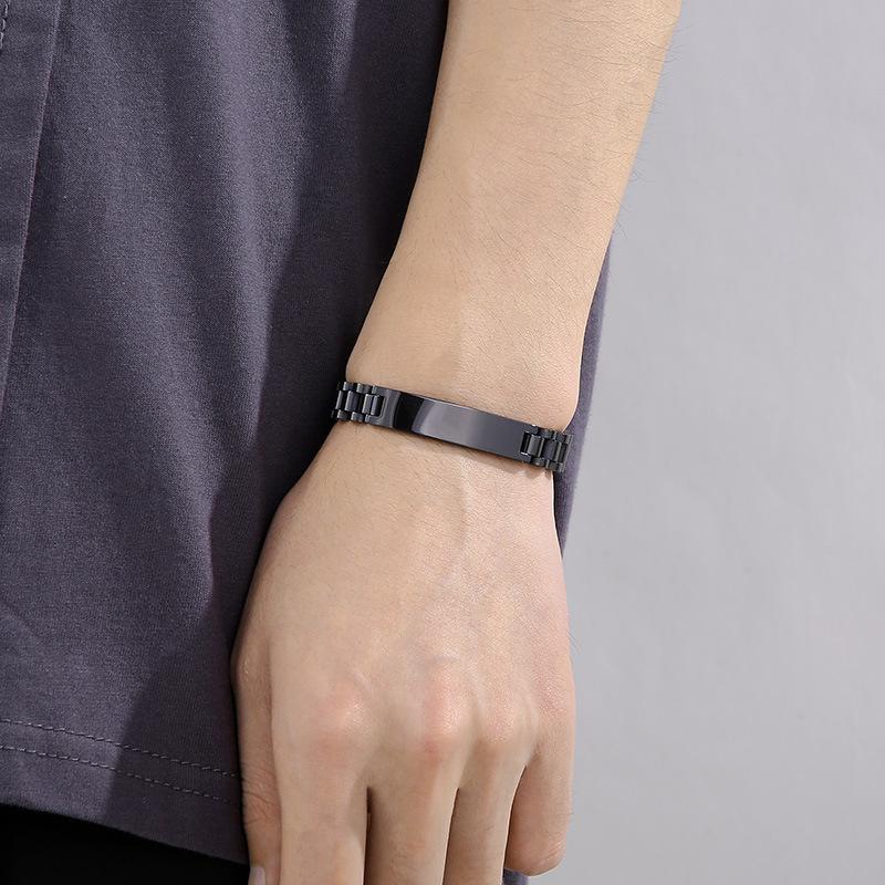 Korean Style Engravable Titanium Steel Men's Adjustable Bangle Bracelet