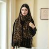 Woman Autumn And Winter Large Shawl Imitation Cashmere Leopard Print Tassel Scarf Warm And Thick Retro Leopard Print 190*40Cm