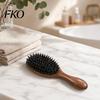 Tangle Remover Brush Air Cushion Hair with Wooden Handle, Gentle Scalp Massage Boar Hairbrush Bristles Brush, Anti-static Detangling Paddle