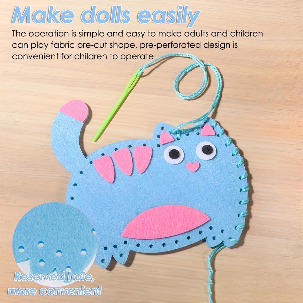 Kids Sewing Kit Fun and Educational Beginner Sewing Kit Creative Felt Sewing Kit Portable DIY Felt Sewing Craft Kit for Family