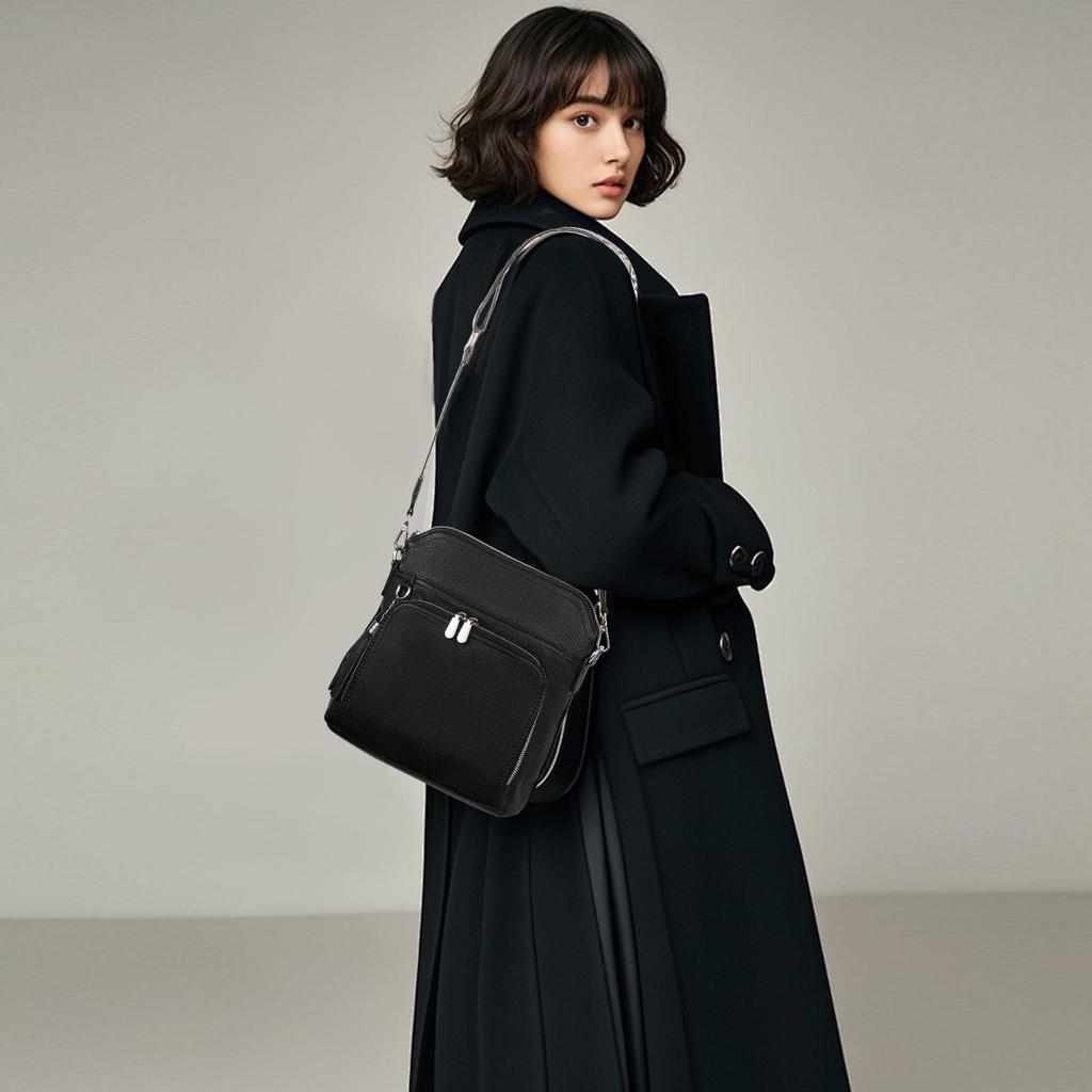 LEEXTON Genuine Leather Shoulder Large Crossbody Bag for and Simple and Makes a Great Women's Bag, Lightweight, Capacity, Commuting, School, More.
