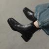 Niche design new retro square head thin short boots women's fashion mid-heel and ankle thin boots British Martin boots