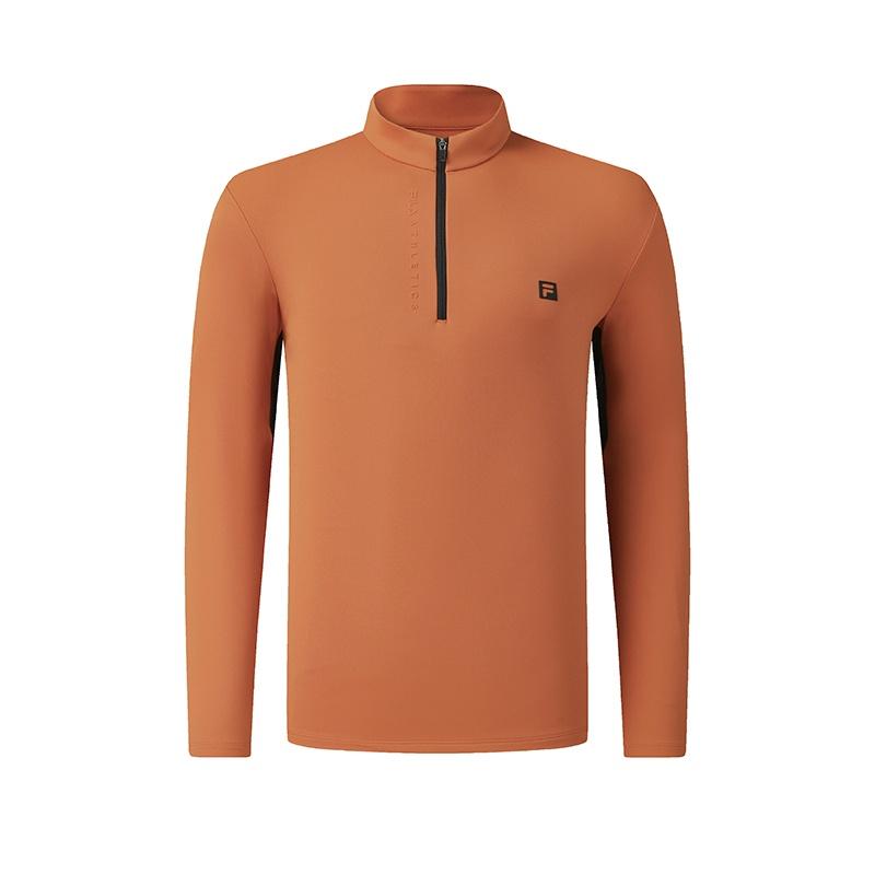 FILA Fleece Version Warm Simple Sports Training Comfortable Versatile Knitted Long Sleeve T-Shirt Men Tops Pineapple-Brown A11M611217FOR