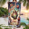 Sweet Treats Celebration Theme Quick Dry Beach Towel Custom Name Text Print Large Sand Resistant Towel Beach Vacation