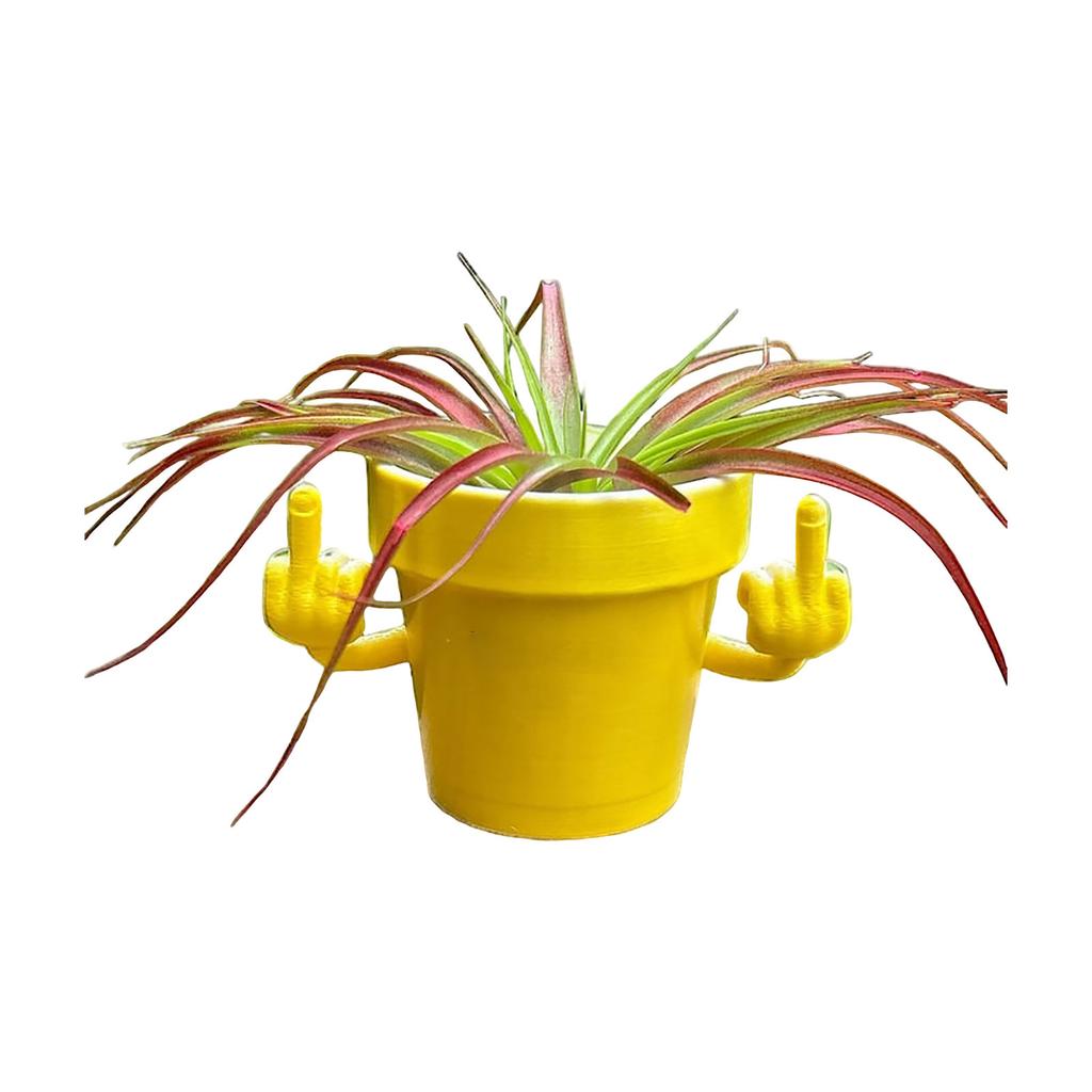 Ghiveci de flori interesant și unic cu degetul mijlociu, ghiveci mic interesant pentru plante de interior, ghiveci zâmbitor cu degetul mijlociu îndreptat în sus