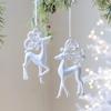 Flocking Christmas Hanging Pendants White Christmas Tree Ornament Xmas Ball  For Christmas