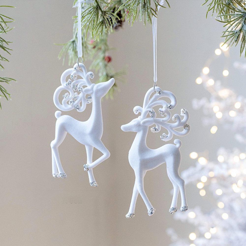 Flocking Christmas Hanging Pendants White Christmas Tree Ornament Xmas Ball  For Christmas
