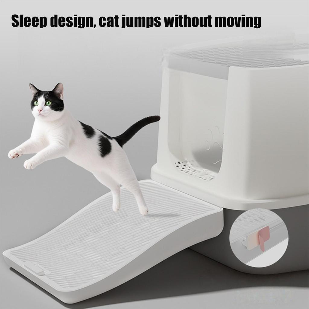 Cat Litter Box Step With Double-layer Filter And A Ramp Adjustable Pet Kitten Waste Collection Stairs Litter Catching Ramp