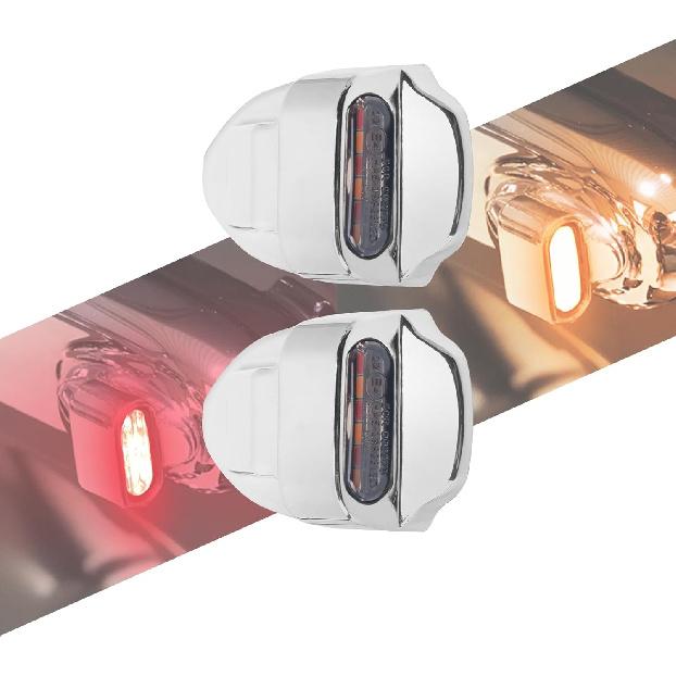 Mini LED Blinklys Baklys Bakindikatorer Passer til Harley Dyna 2000–2017 Softail 2000–2025 (Chrome)