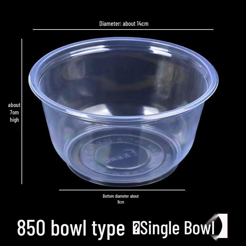 Transparent Thickened Disposable Plastic Bowl - Round, No Lid, Heat-Resistant for Home and Commercial Use