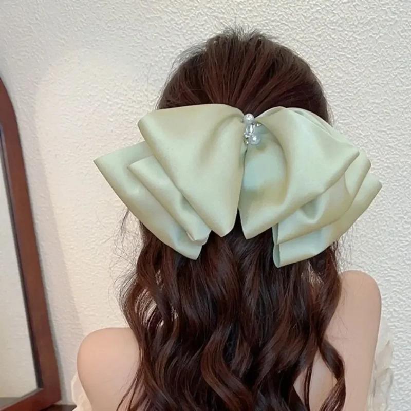 Girls Blue Pink Big Bow Ribbon Hair Clip Elegant Simple Spring Summer Oversized Bow Hair Clips Headband Clips Hair Accessories