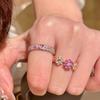 Kirschblüten-Inlay Rosa Diamanten Spleißblumenring Mode-Stil Süße Exquisite Ringe für Frauen Hochzeits Schmuck Geschenk