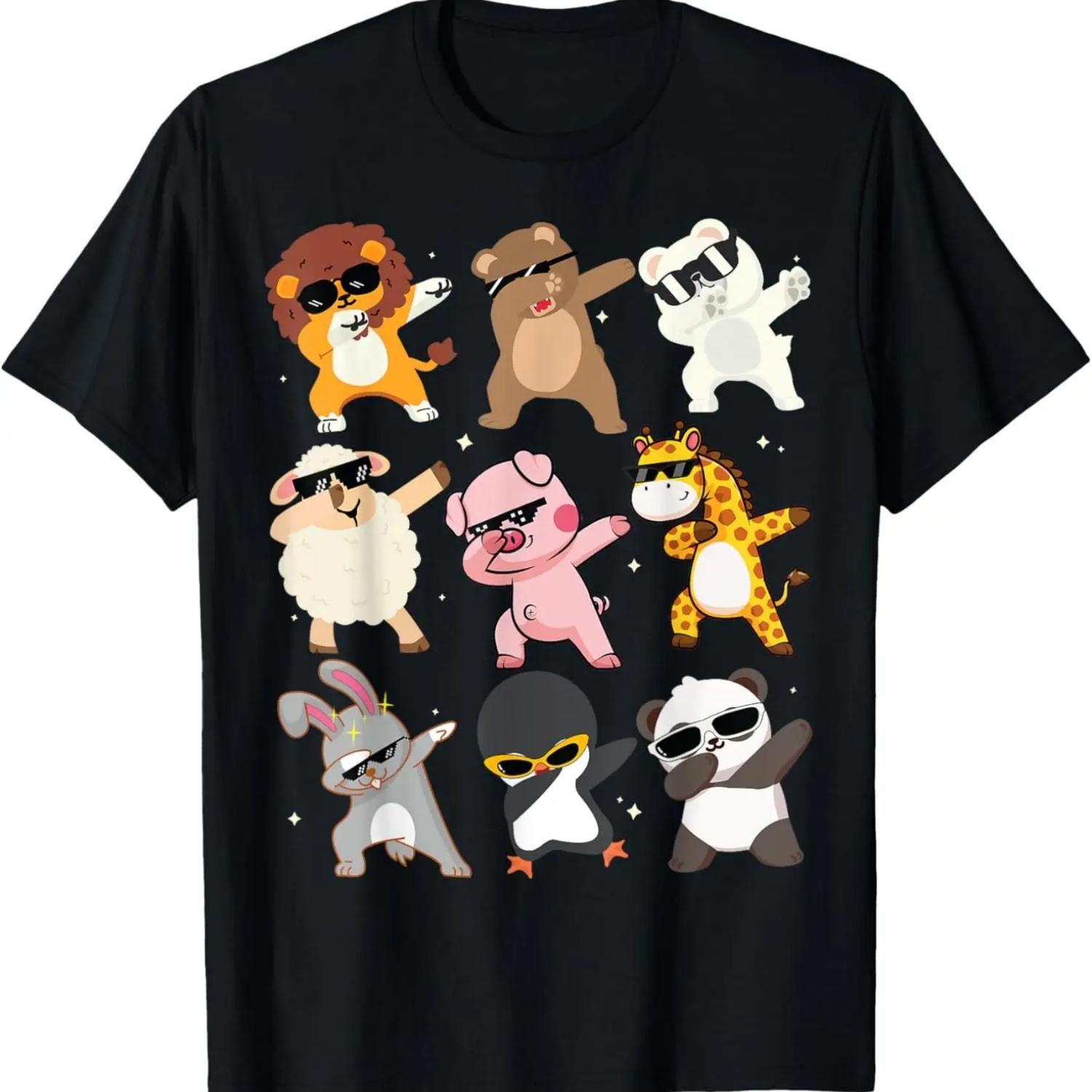 Men Women and Kids Dabbing Animals Wildlife Birthday Parties T-Shirt S чёрный