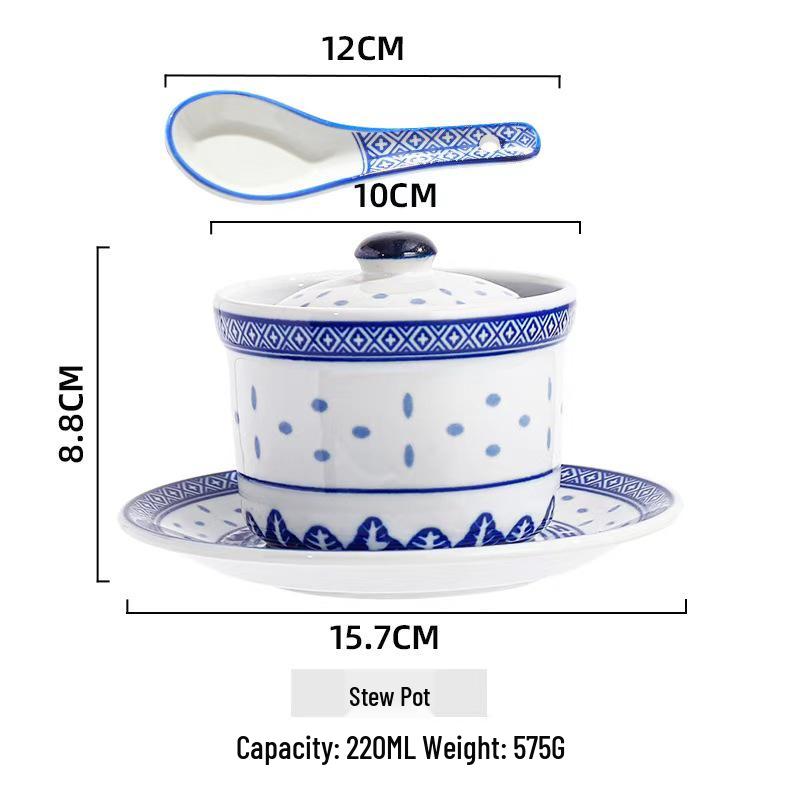 Exquisite Blue and White Retro Porcelain Bowl Set for Hotel and Home Use