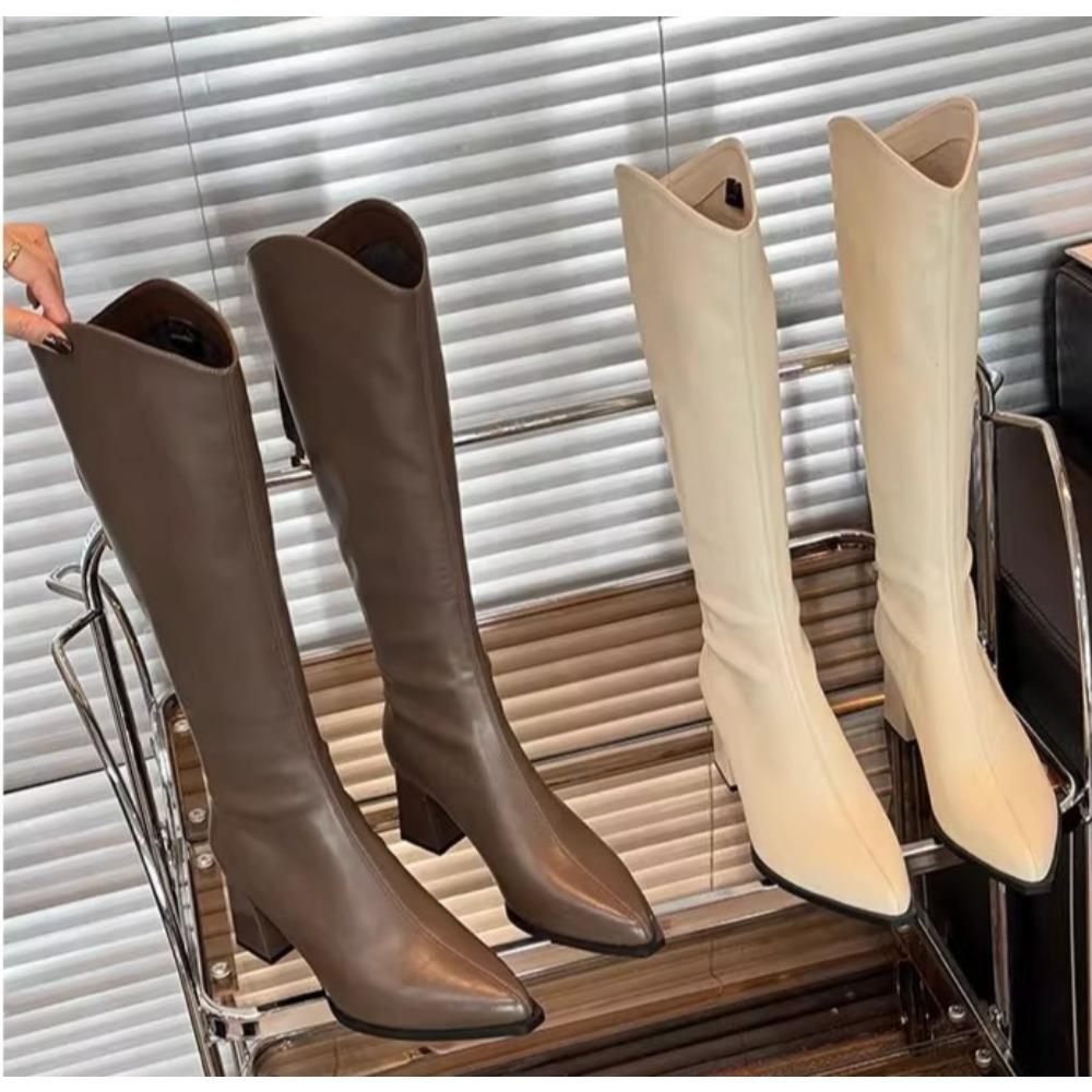 Pointed Toe Women High Boots Fashion Side Zippers Long Booties Ladies Elegant Party High Heel Shoes Winter Women's Footwear