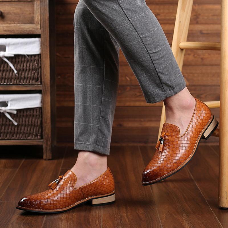Fashion Fashion Formal Leather Shoes for Men Dress Business Shoes Male Geometric Oxfords Party Wedding Casual Mens Flats Chaussure Homme