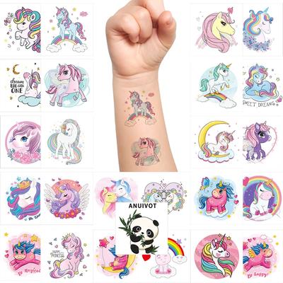 ANIUVOT 24 Peças Tatuagem Adesivos Unicórnio Pequenas Crianças Temporárias Criança Recompensa Adesivos Corporais Festa de Aniversário Cosplay Acessórios Natal