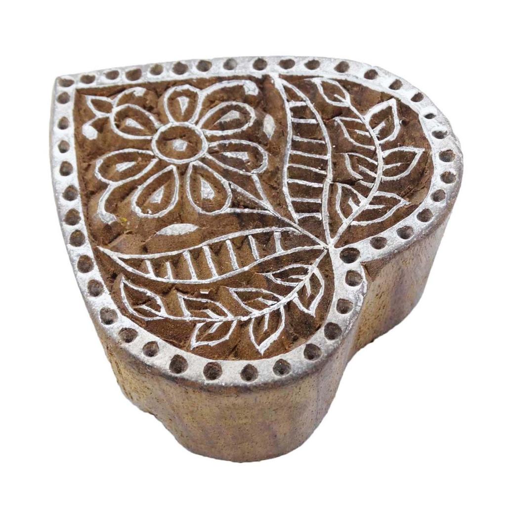 Hand Carved Floral Pattern Printing Blocks Wooden Block Textile Wood Stamp