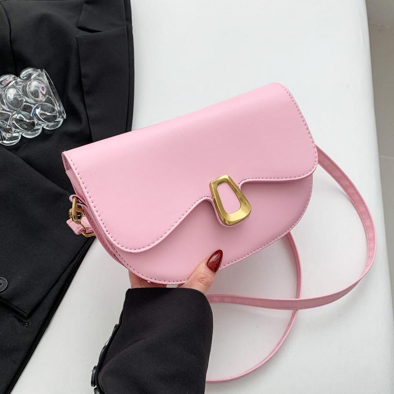 Stylish Winter Women's Saddle Bag Fashionable Crossbody Purse In Black Beige Pink Khaki