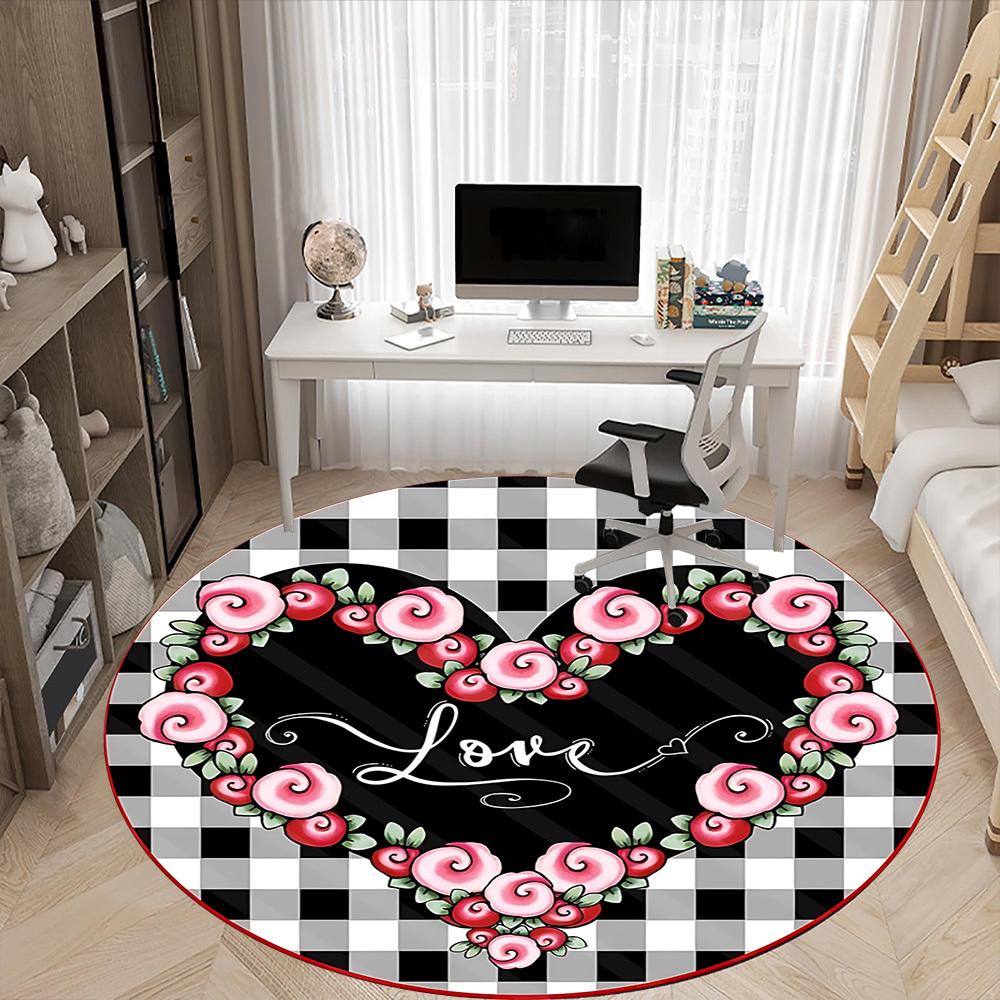 1pc Heart Love Floral Chair Carpet for Office Non-Slip, Rug for Office, Room, Good Gift for Family or Friends, Yy251226195
