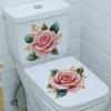 Luxury Gold Rim Floral Toilet Tank and Seat Decoration Sticker Self-Adhesive Easy Peel Removable for Bathroom WC