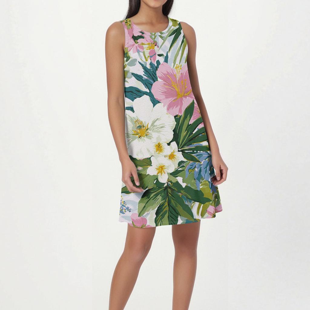 Summer Dresses for Women 2026 Sleeveless Floral Print Casual Loose Fit Summer Dress for Beach Sundresses for Women 2026 Style