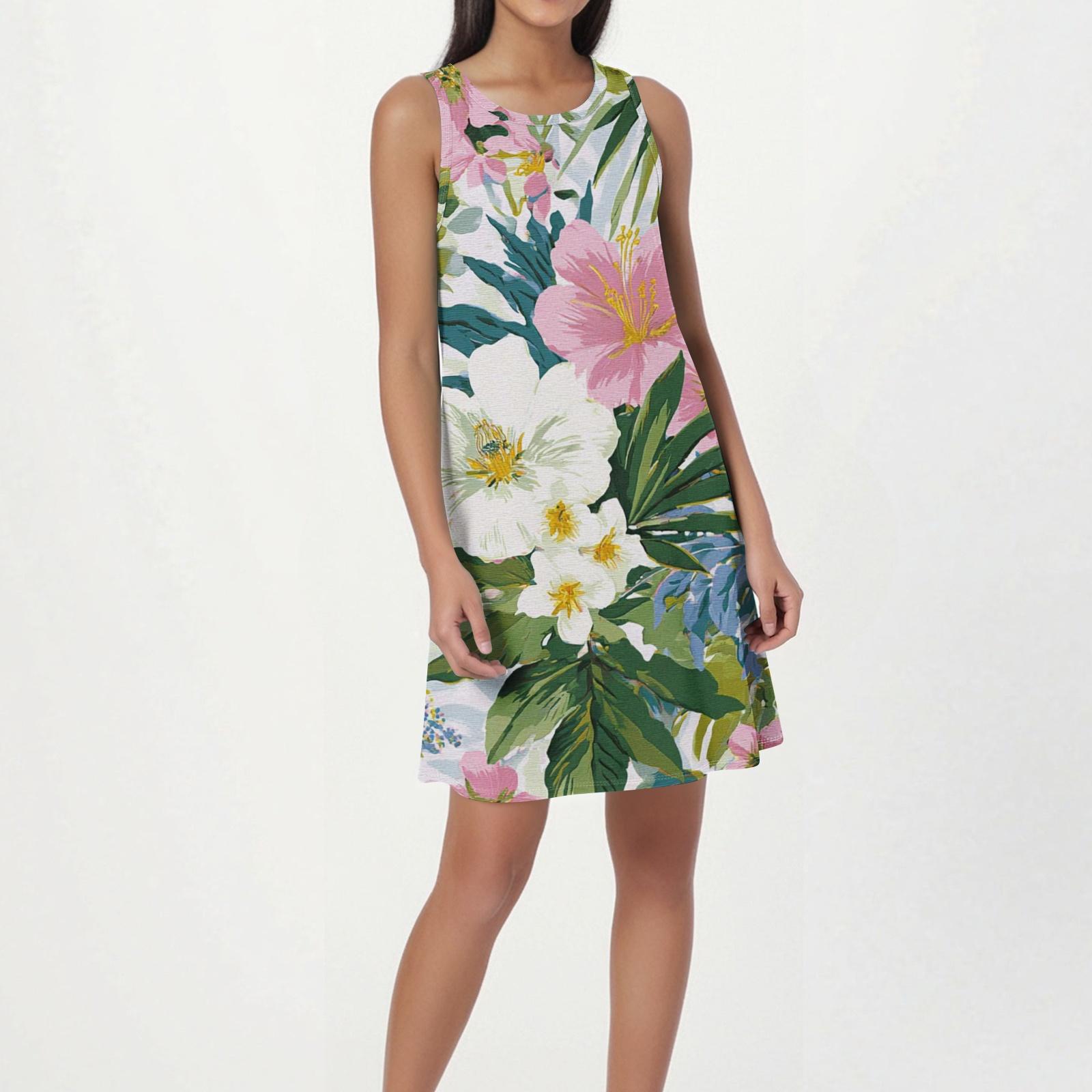

Summer Dresses for Women 2026 Sleeveless Floral Print Casual Loose Fit Summer Dress for Beach Sundresses for Women 2026 Style M синий