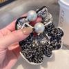 2Pcs Hair Tie High Elasticity Non-Slip Soft Chiffon Fabric Hair Rope with Imitation Pearl Design Floral Print Bun Half-Tied Hair Accessories