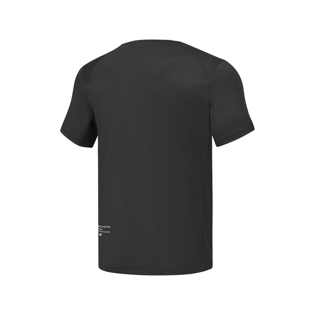 Skechers Performance Elastic Moisture-Wicking Quick-Dry Breathable Cool Short Sleeve T-Shirt Men Tops Carbon-Black P225M170-0018