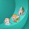 Cute Cat Star-Chasing Cactus Pillow Brooch