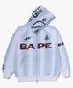 Hand Draw Football Shark Relaxed Fit Full Zip Hoodie (M) White