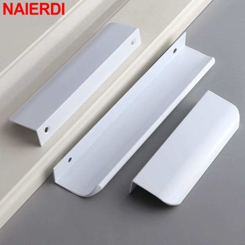 NAIERDI White Long Cabinet Handles Aluminum Alloy 800-1200mm Hidden  Furniture Handle Drawer Knobs Cupboard Pulls