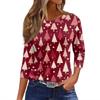 Women's T Shirt Christmas Print 3/4 Sleeve Daily Weekend Fashion Basic Round Neck Regular Top