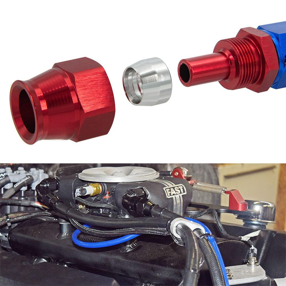 AN4/6/8/10/12 Straight 0°/45°/90°/120°/180° Degree PTFE Oil Fuel Swivel Hose End Fitting Oil Hose End Adaptor Kit Red Blue