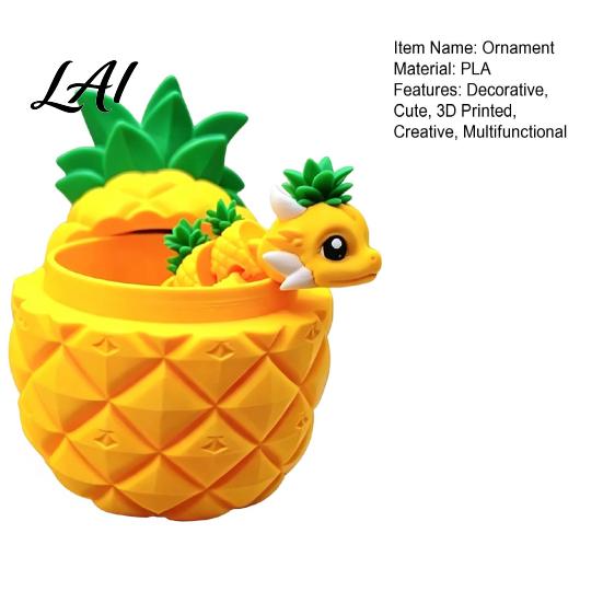 Small Item Storage Jar 3D Printed Pineapple Dragon Figurine Creative Fidget Toys Movable Joints Desk Organizer Toy Flexible Stress Relief Toys for