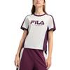 FILA Color Block Fashion Versatile Knit Short Sleeve Regular T-Shirt Women tops Cloud-Mushroom-White F11W519101FWT