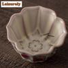 Hand Painted Nine Peach Ru Kiln Flower Mouth Teacup Ancient Tea Bowl Jug Tea-tasting Meditation Cup Jianzhan Master Cups Craft