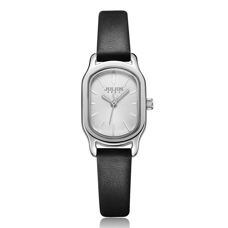 Julishi Women's Watch Rectangular Fashion Retro Workplace Ladies Watch Women's Burgundy Student Leather Strap Quartz Watch