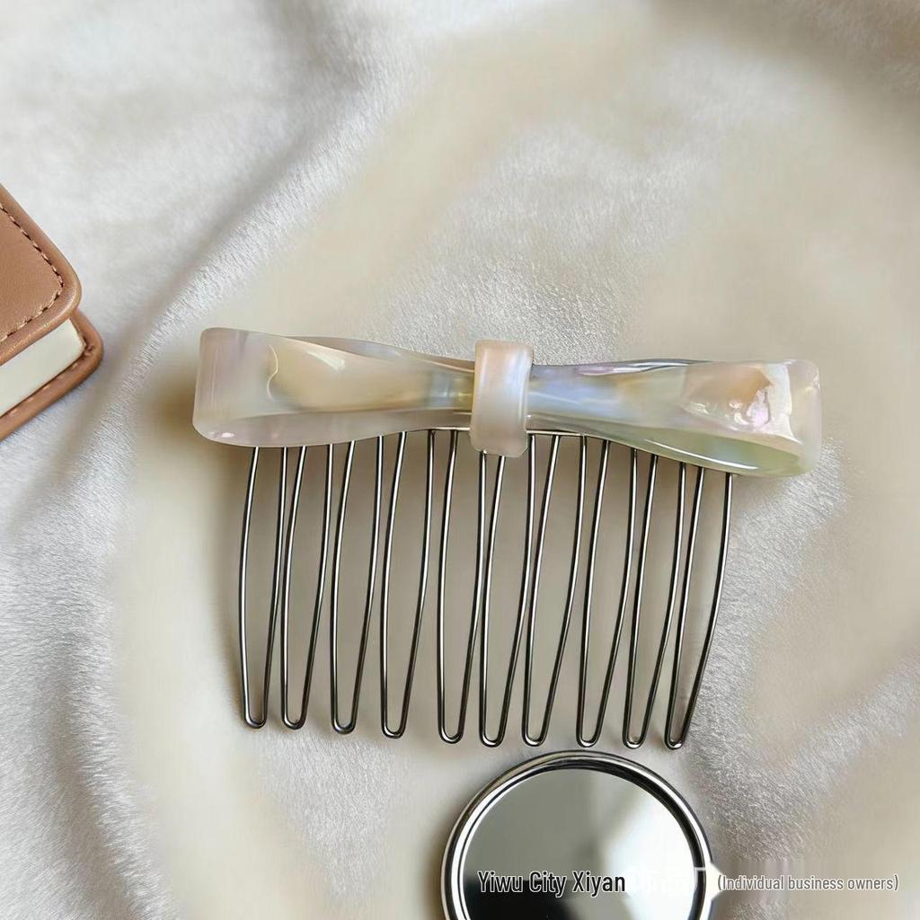 Korean-Japanese Style Acetate Bow Hair Comb for Women – Elegant Hair Bun & Bangs Accessory